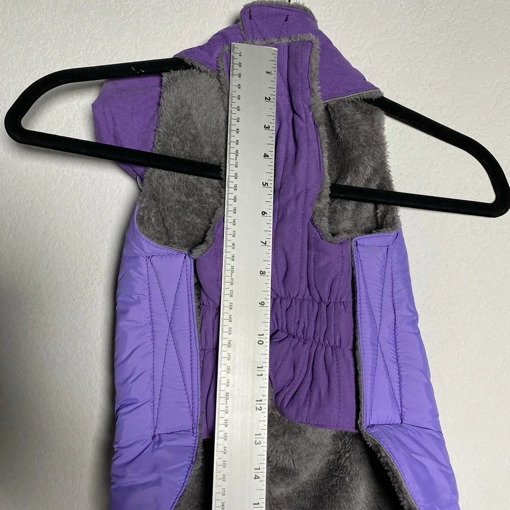 Purple Dog Puffer removable Hood  Fleece Lined Jacket Coat XL Winter Cozy Winter